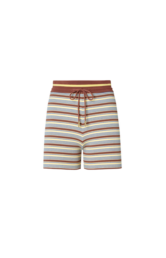 Multicolour Cotton Striped Knit Shorts