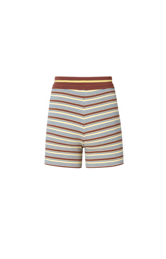 Multicolour Cotton Striped Knit Shorts
