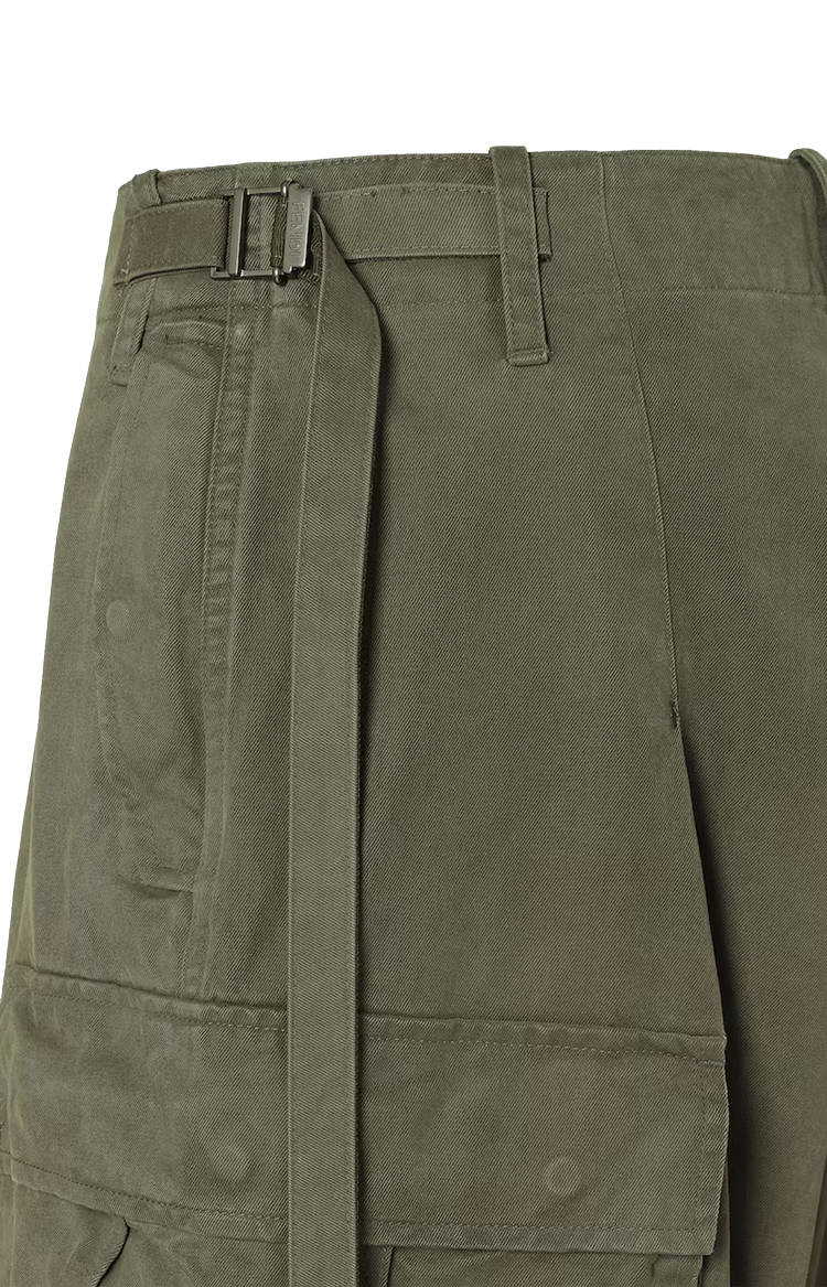 Doppio Punto Cotton Cargo Trousers in Green