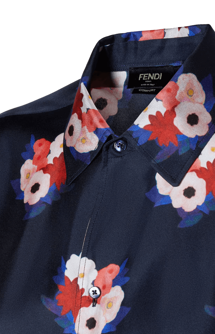 Blue Printed Silk Shirt