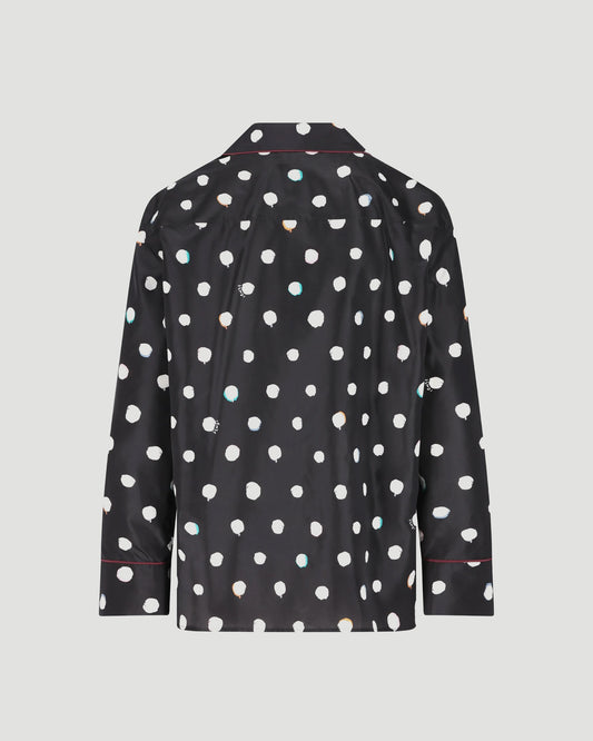 Silk Polka-dot Piped Shirt