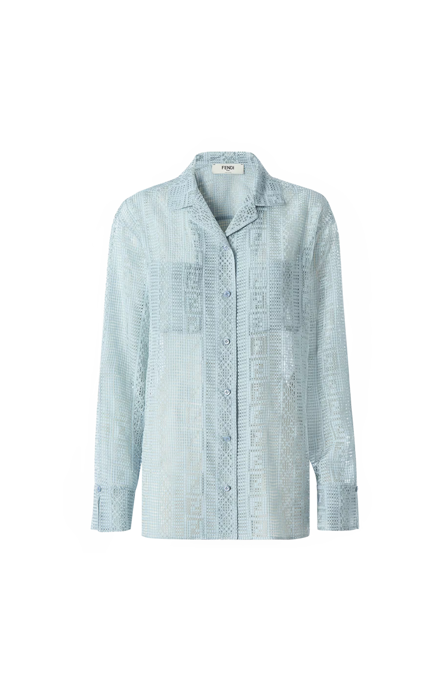 Light Blue Silk Blend Burnout Shirt