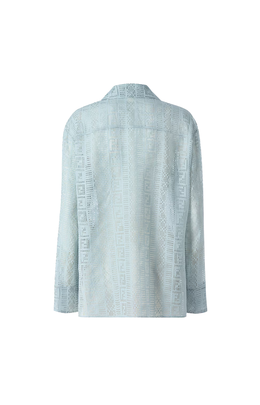 Light Blue Silk Blend Burnout Shirt