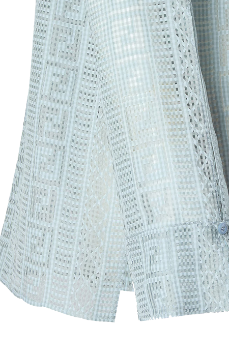 Light Blue Silk Blend Burnout Shirt