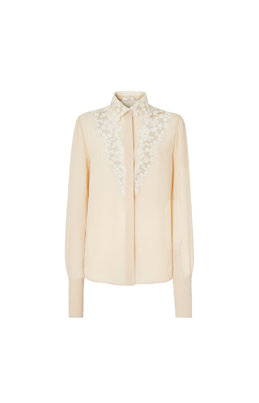 Silk Georgette Shirt in Beige