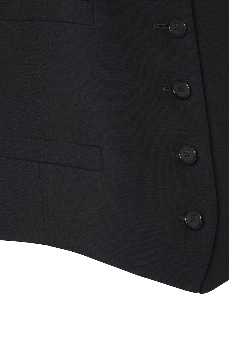 Silk and Cotton Tuxedo Vest in Black