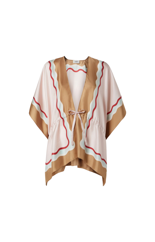Silk Poncho in Pink