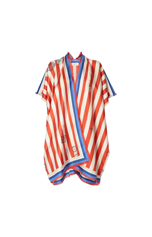 Striped Silk Poncho