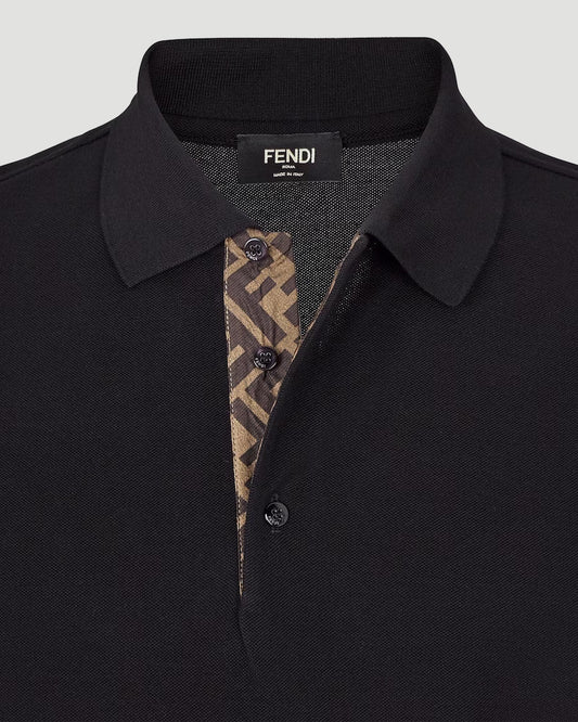 Piqué Polo Shirt in Black