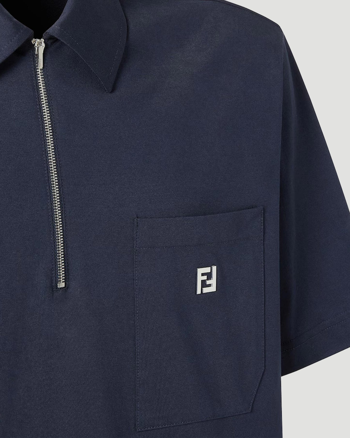 Cotton Polo Shirt in Dark Blue