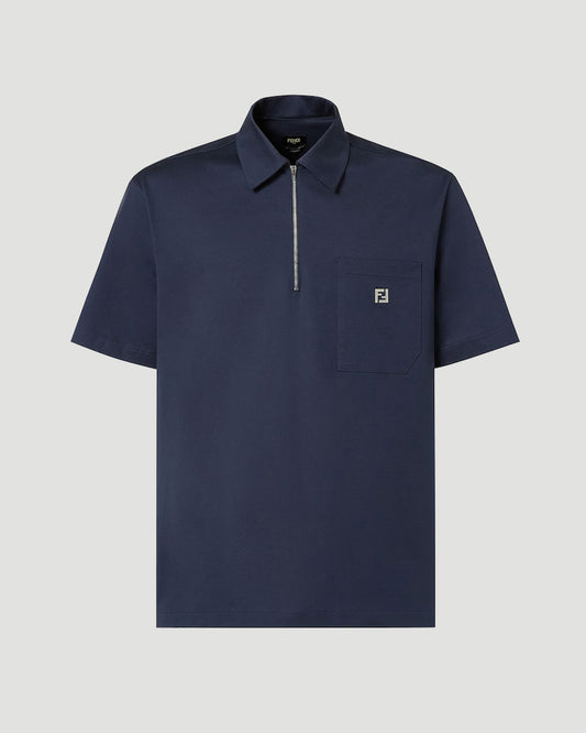 Cotton Polo Shirt in Dark Blue