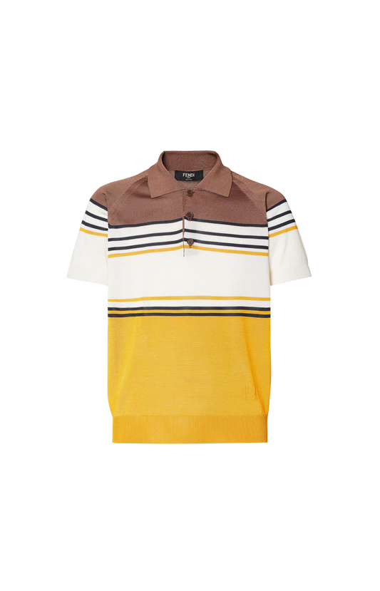 Multicolour Striped Viscose Polo Shirt