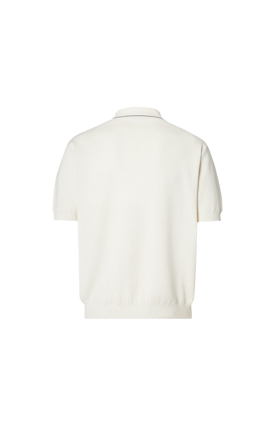 White Silk and Cotton Polo Shirt