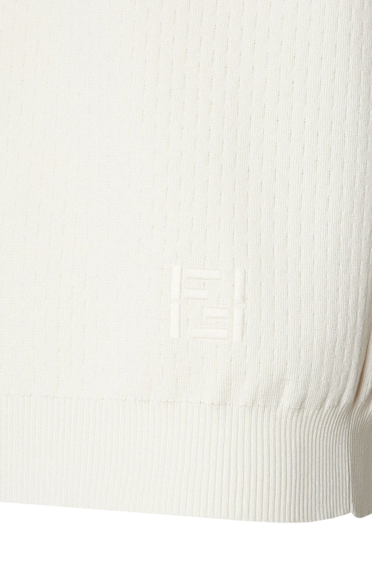 White Silk and Cotton Polo Shirt