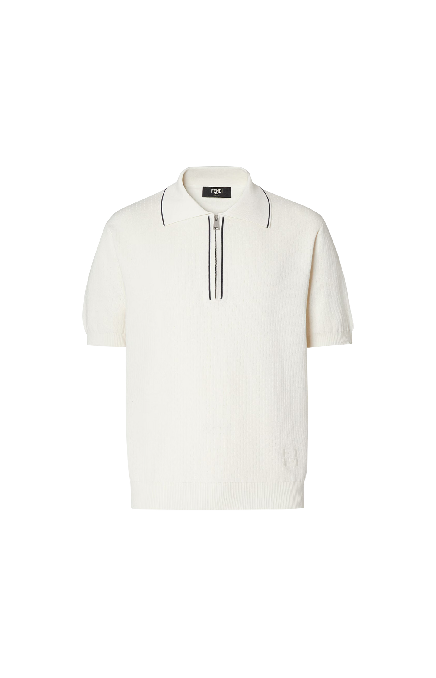 White Silk and Cotton Polo Shirt