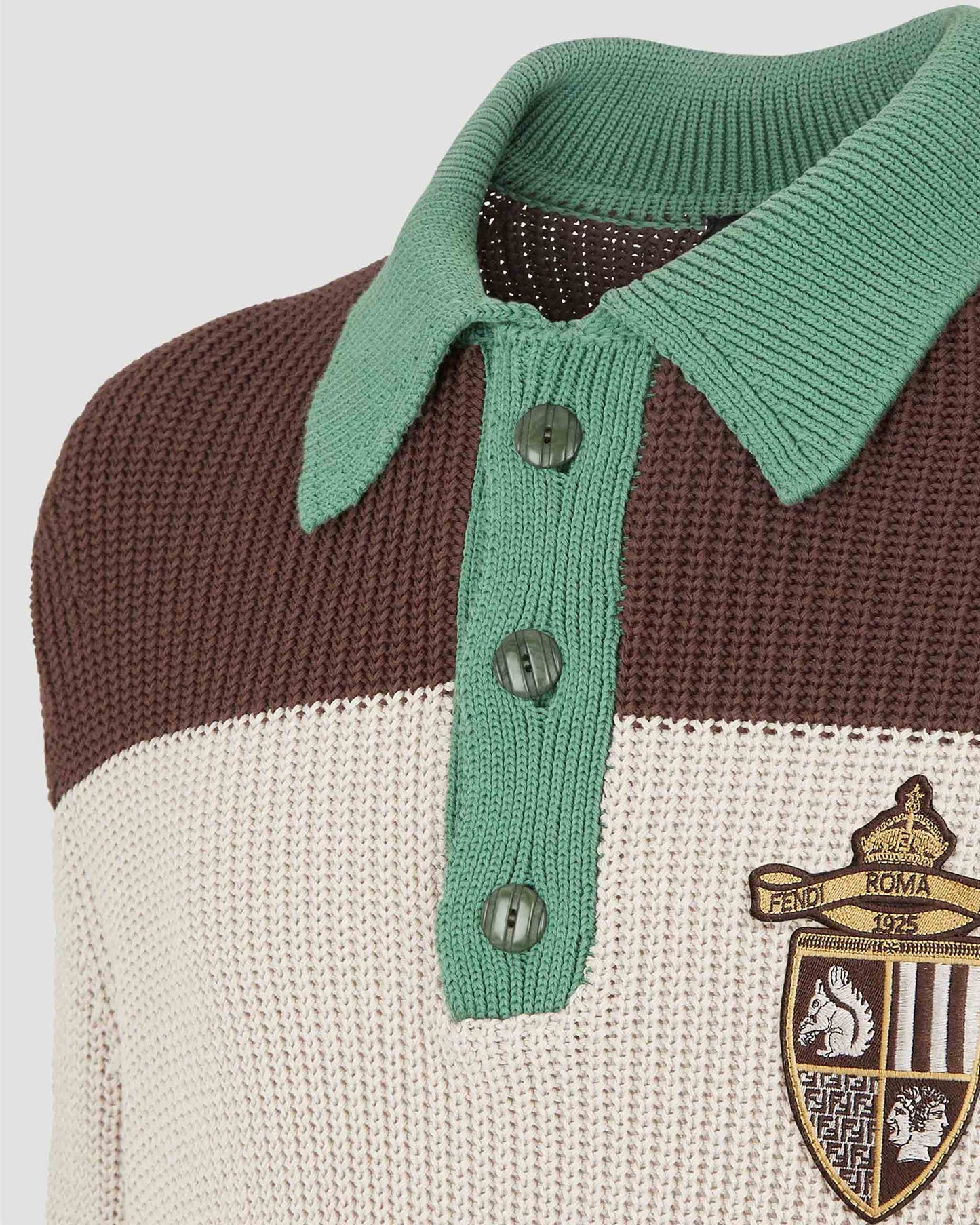 Polo Sweater in Brown And Beige Cotton Jersey