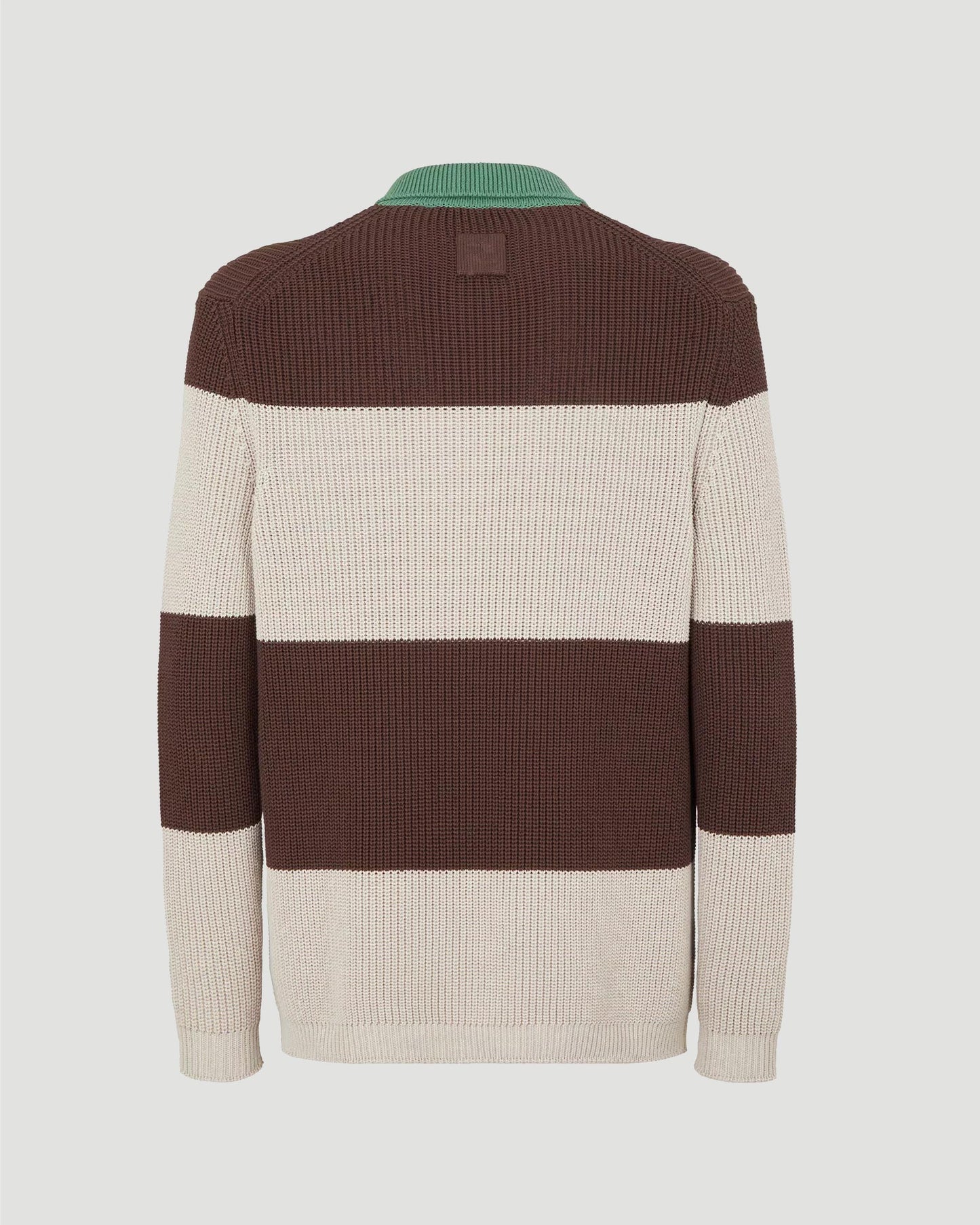 Polo Sweater in Brown And Beige Cotton Jersey