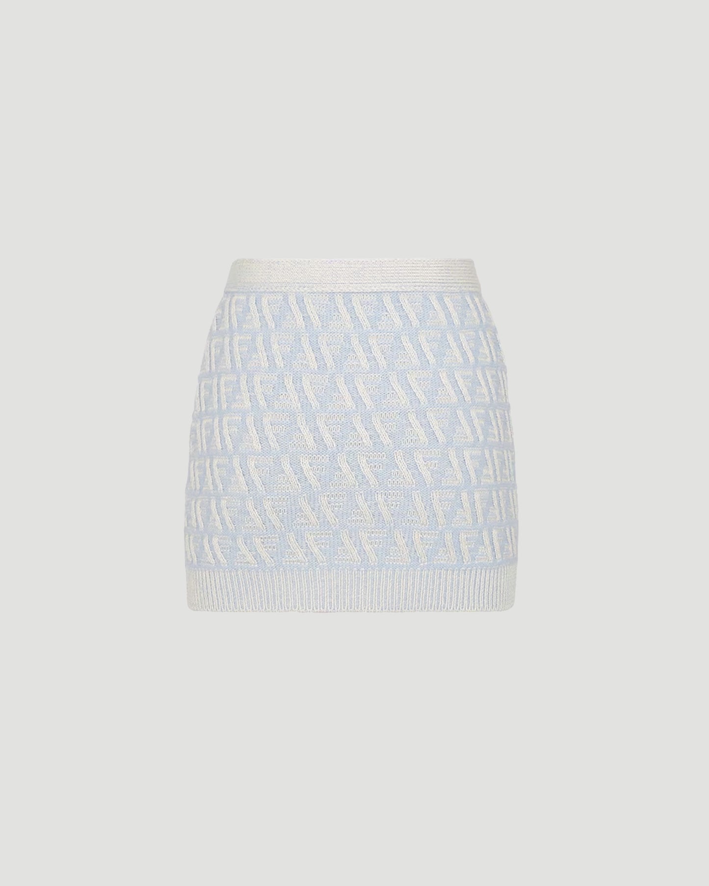 Light Blue FF Cashmere And Wool Mini Skirt