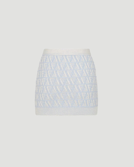 Light Blue FF Cashmere And Wool Mini Skirt