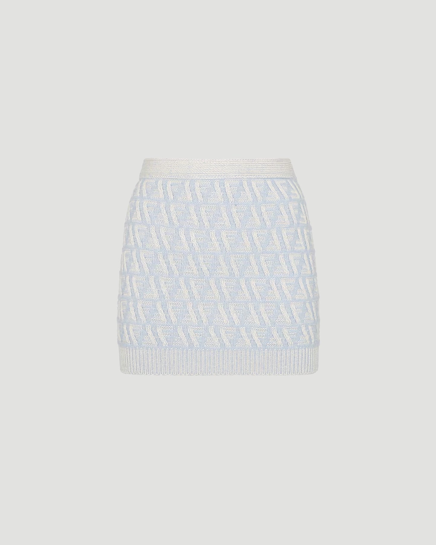 Light Blue FF Cashmere And Wool Mini Skirt