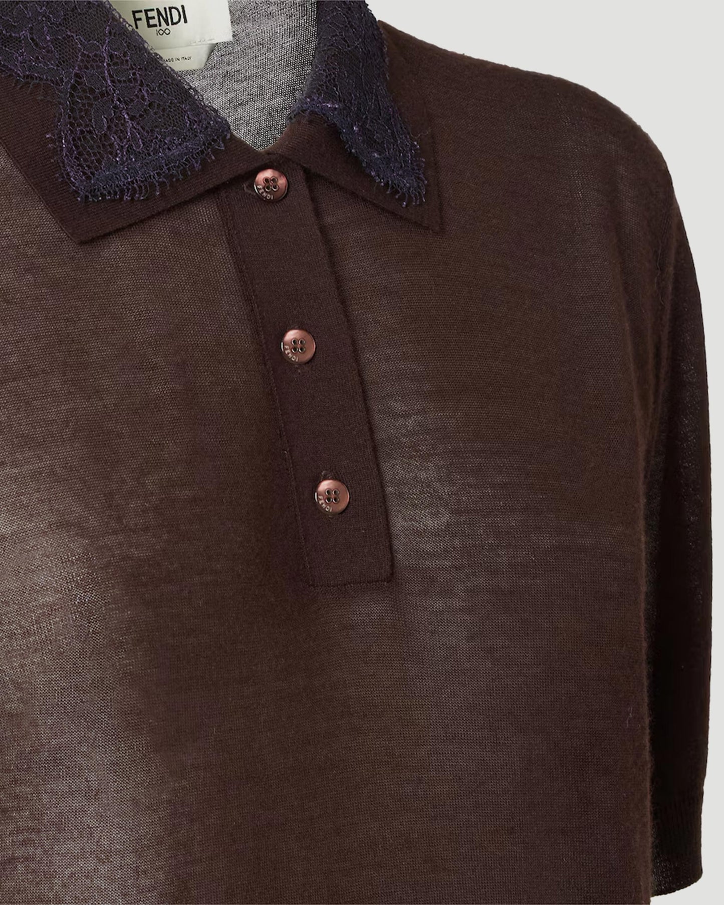 Brown Cashmere Polo Shirt