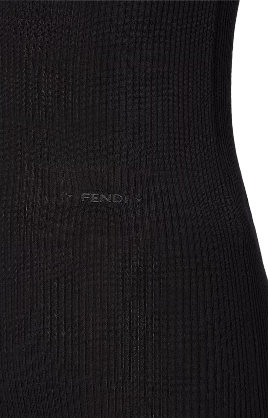 Black Wool Ribbed Top