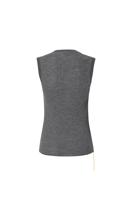 Grey Wool Ribbed Top