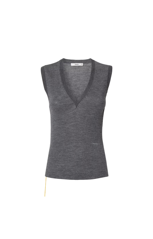 Grey Wool Ribbed Top