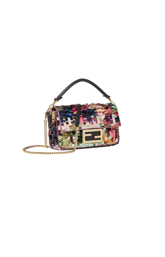 Mini Baguette Multicolour Embroidered Sequin Bag