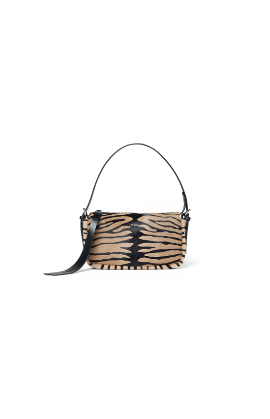 Zip Top Small Shoulder Bag in Tiger Print