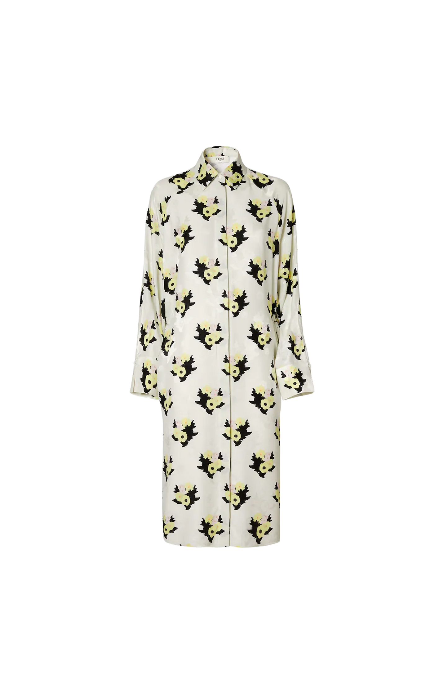 White silk jacquard dress