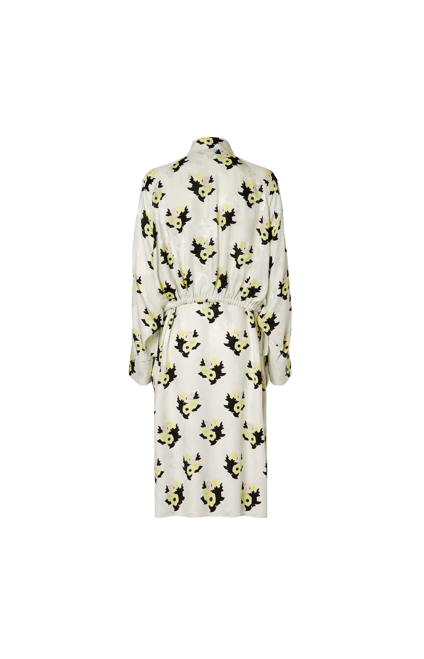 White silk jacquard dress