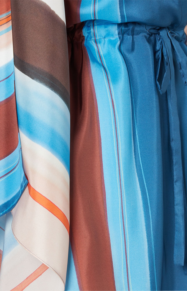 Multicolor Striped Silk Dress