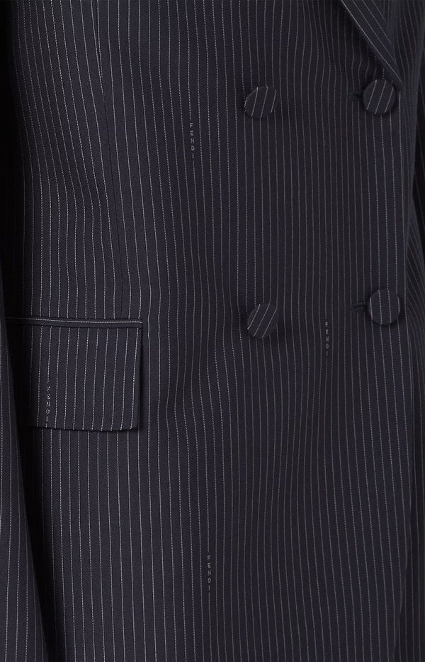 Navy blue pinstriped wool blazer