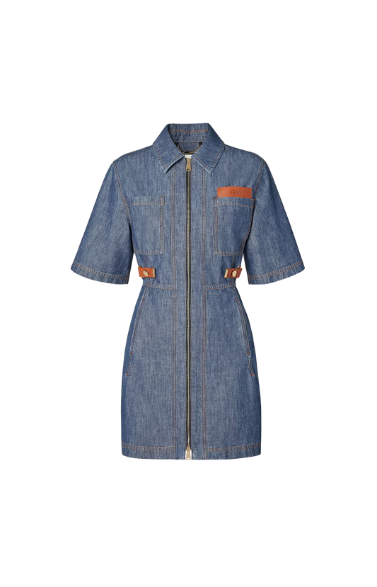 Navy Blue Chambray Dress