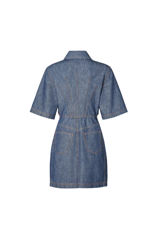 Navy Blue Chambray Dress