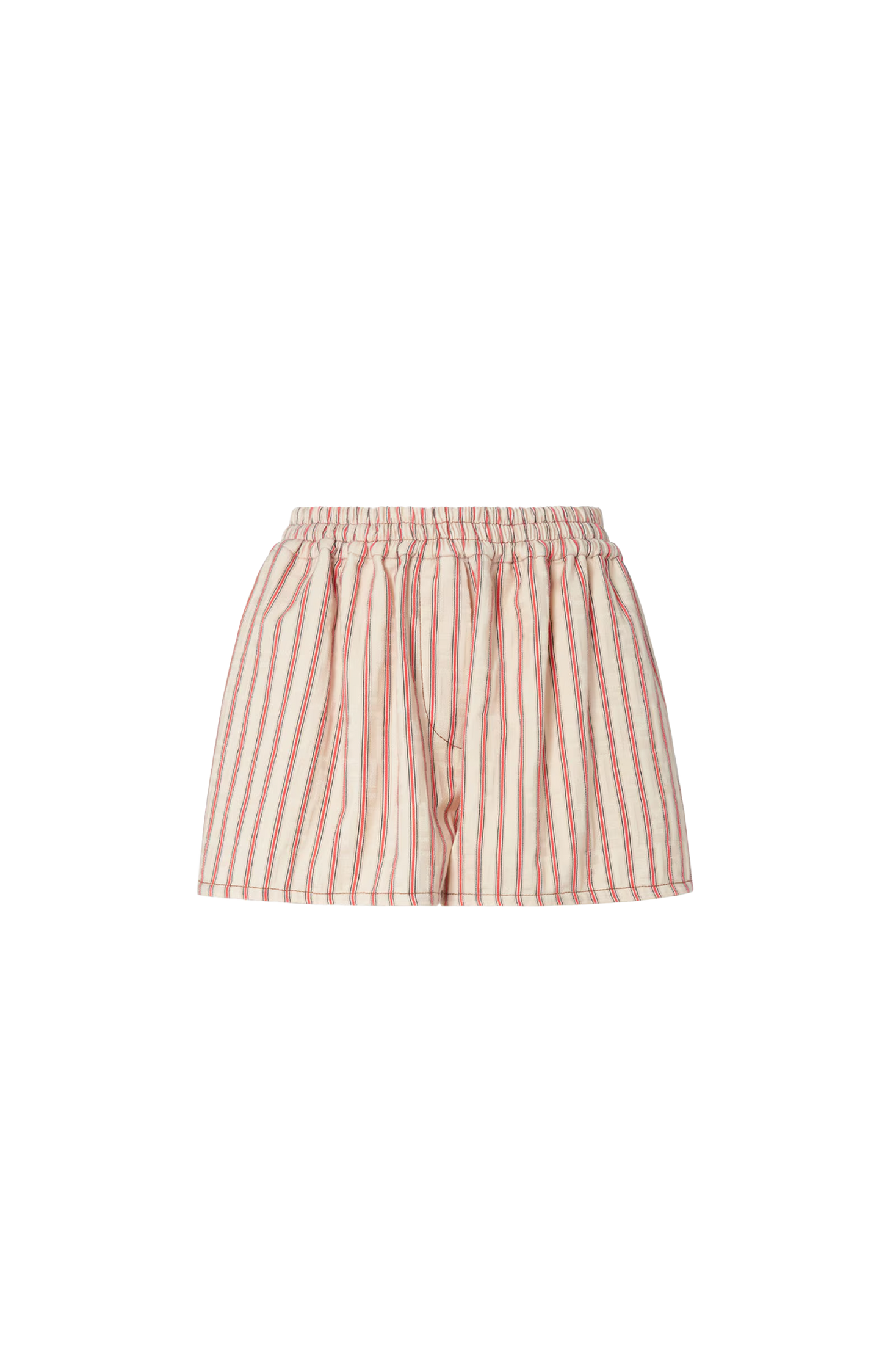 Beige FF Denim Shorts with Red Stripes