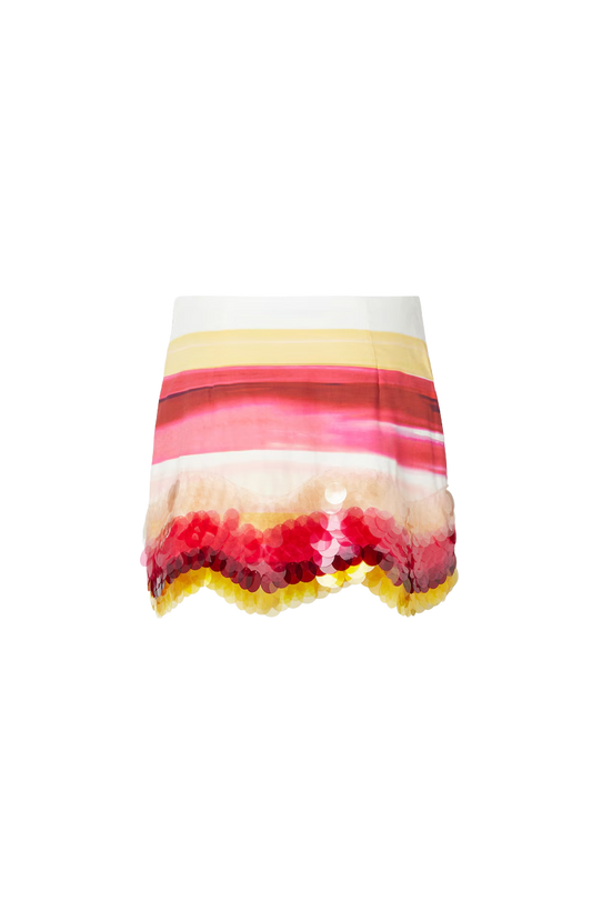 White Poplin Skirt with Sequins