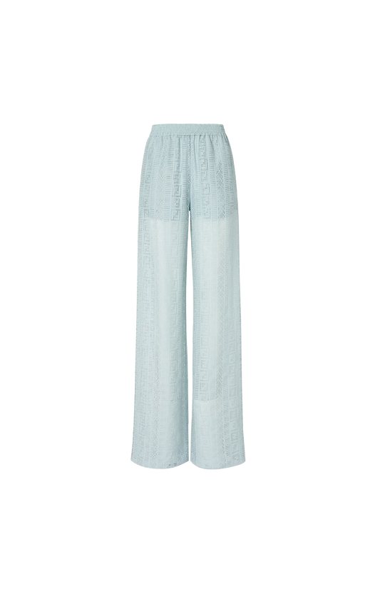 Light Blue Burnout Silk-Blend Pants