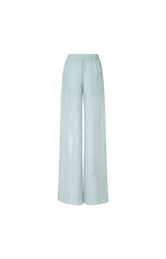Light Blue Burnout Silk-Blend Pants