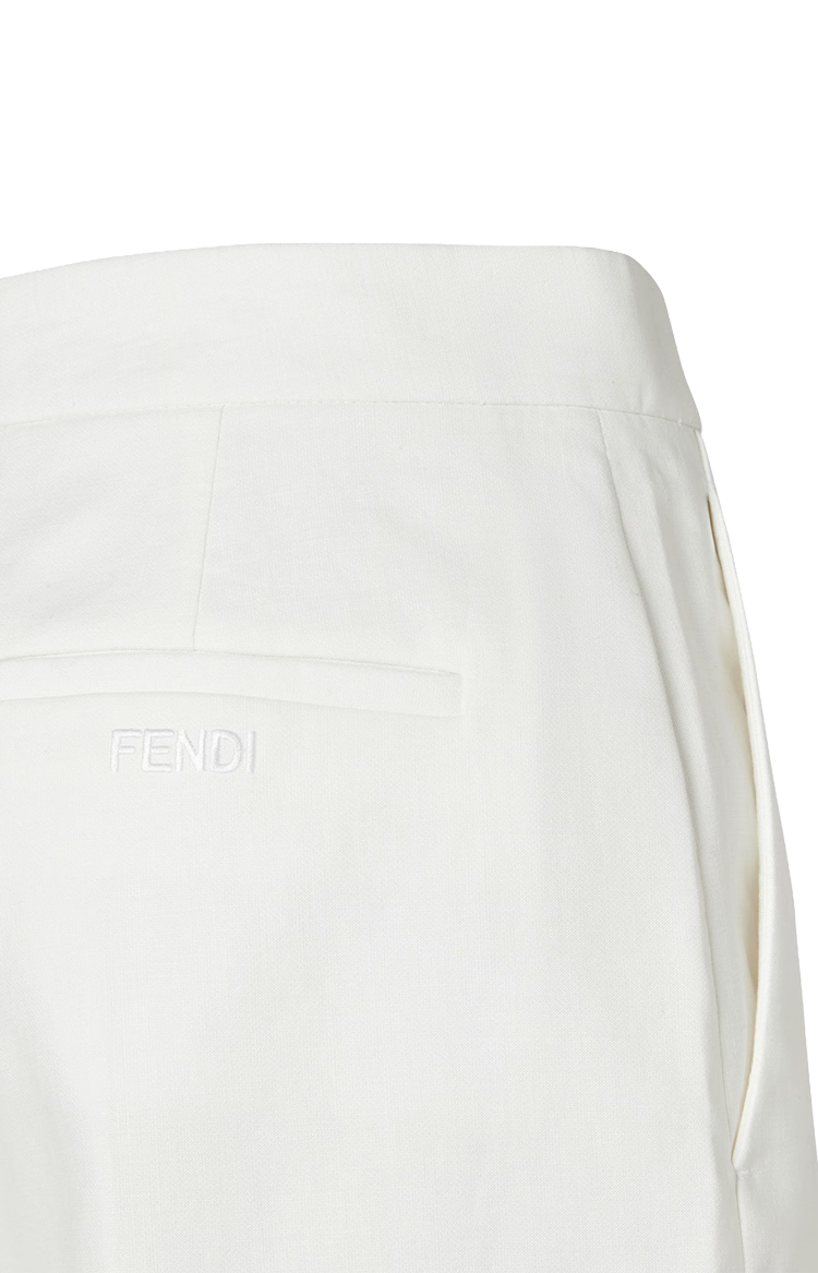 White Cotton and Linen Shorts