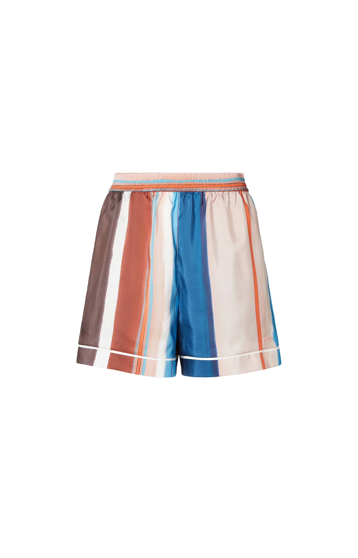 Multicolour Striped Silk Shorts