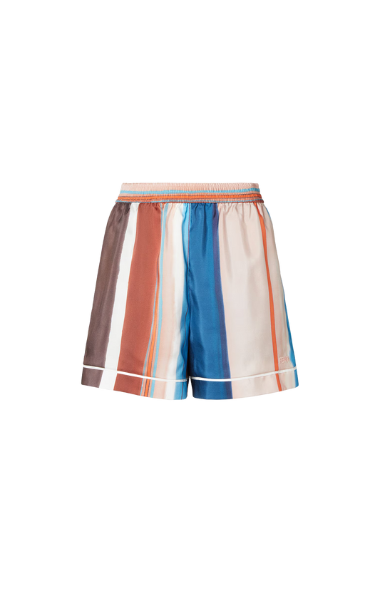Multicolour Striped Silk Shorts