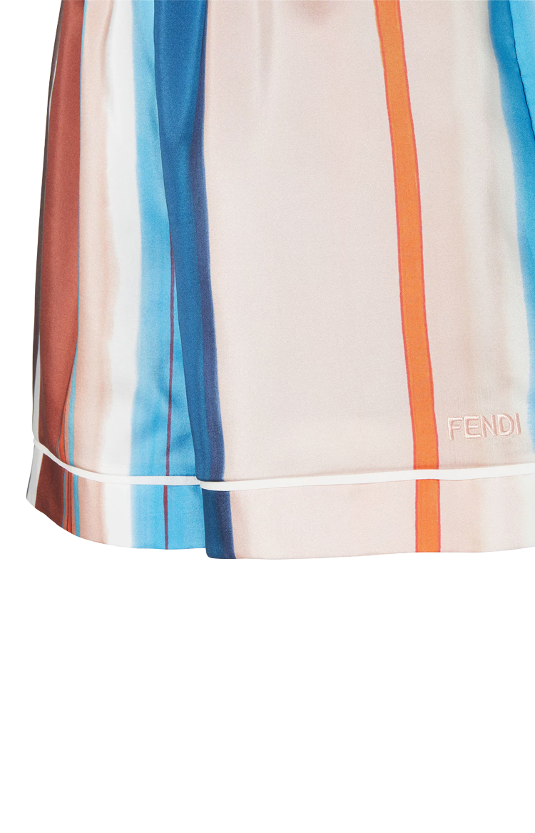Multicolour Striped Silk Shorts