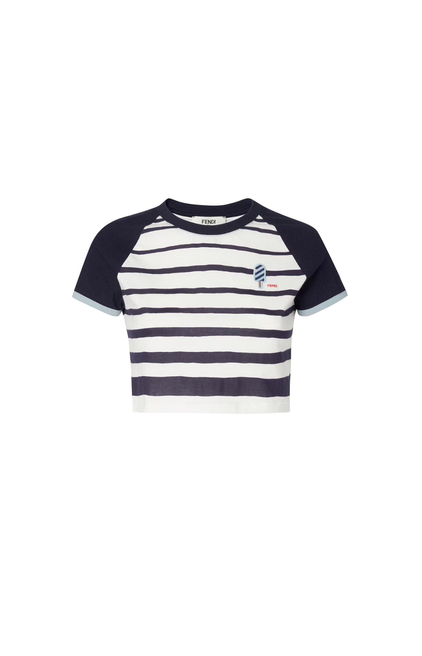White and Blue Striped Jersey T-Shirt