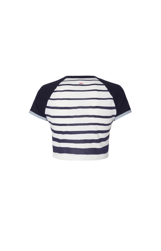 White and Blue Striped Jersey T-Shirt