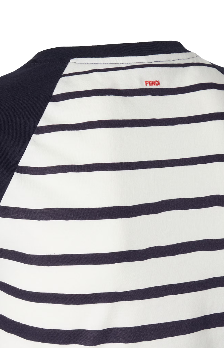White and Blue Striped Jersey T-Shirt