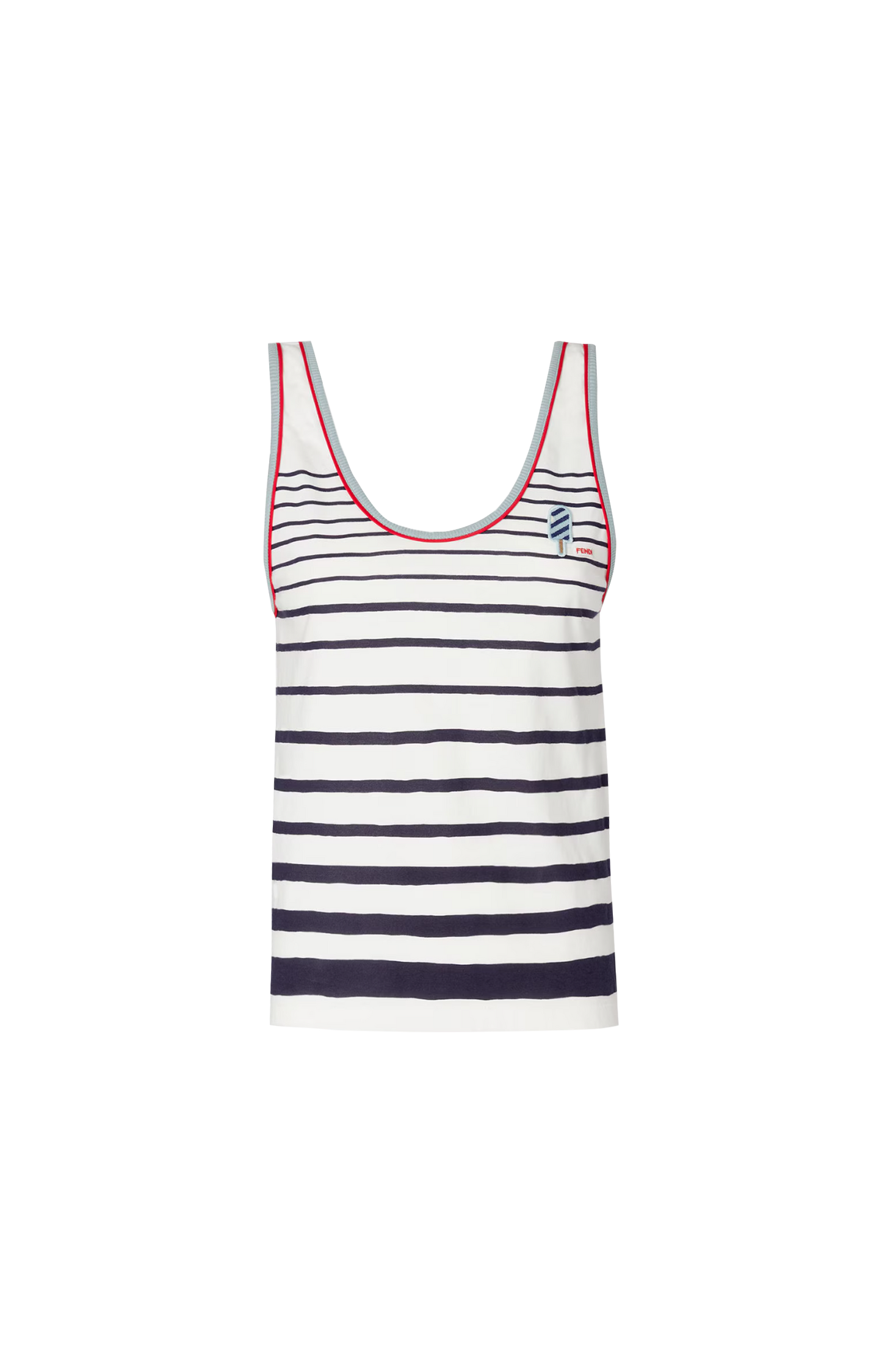 White and Blue Striped Jersey Top
