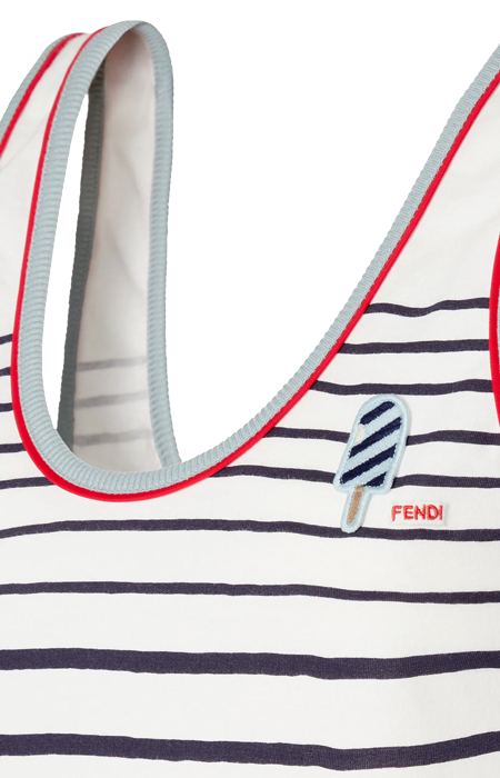 White and Blue Striped Jersey Top