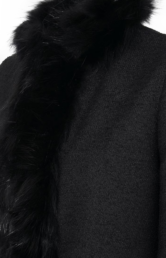 Fendi Fox Fur-Trimmed Bouclé Wool Blouson in Black — product photo 2